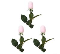 Ramo de rosas artificiales de 3 piezas fabricado con seda y PVC para un aspecto realista y una decoración cómoda y duradera para interiores (polvo poco profundo)