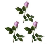 Ramo de rosas artificiales de 3 piezas fabricado con seda y PVC para un aspecto realista y una decoración cómoda y duradera para interiores (morado)