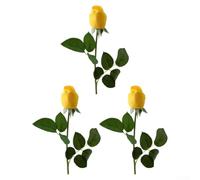 Ramo de rosas artificiales de 3 piezas fabricado con seda y PVC para un aspecto realista y una decoración cómoda y duradera para interiores (amarillo)