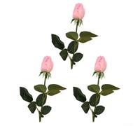 Ramo de rosas artificiales de 3 piezas fabricado con seda y PVC para un aspecto realista y una decoración cómoda y duradera para interiores (polvo profundo)