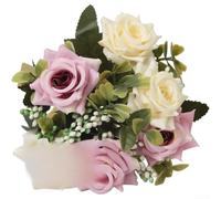Ramo de rosas artificiales de seda, 32 rosas para fotografía de boda, telón de fondo, decoración del hogar y elegantes arreglos florales para interiores y exteriores, varios colores (morado)