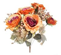 Ramo de rosas artificiales de seda con diseño vintage europeo, con 13 rosas sintéticas para decoración de boda y exhibición del hogar, larga duración y elegante (café dorado)