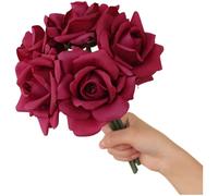 Ramo de rosas artificiales de seda para accesorios de fotografía de boda y decoración del hogar con material hidratante y estructura de larga duración (morado y rojo)