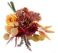 Ramo de rosas artificiales y hortensias de otoño con follaje complementario para decoración de bodas y hogar con material de tela