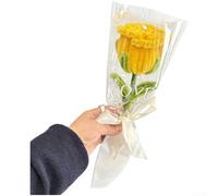 Ramo de rosas de ganchillo hecho a mano con hilo de lana para acento de mesa de boda, mesita de noche, columpio de porche y proporción armoniosa (amarillo)