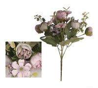 Ramo de rosas de seda falsa con degradados de color natural para mesas de invitados de boda, tocadores, oficinas, bibliotecas y boutiques (morado)