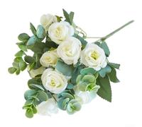 Ramo de rosas de seda hecho a mano para decoración de bodas, diseño de interiores del hogar, oficina, estilo y aplicaciones de eventos de temporada (blanco)