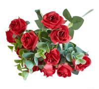 Ramo de rosas de seda hecho a mano para decoración de bodas, diseño de interiores del hogar, oficina, estilo y aplicaciones de eventos de temporada (rojo)