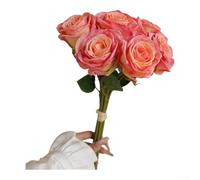 Ramo de rosas de tela de seda artificial, 38 cm de altura, decoración floral realista para uso doméstico y boda, tallos de alambre flexible para arreglos personalizados, no requiere riego ni luz solar