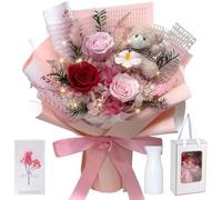 Ramo de Rosas Eternas, Flores Preservadas, Regalos Originales para Mujer | Ramos de Flores Eternas con Jarrón, para Ella Esposa Mamá Abuela, San Valentín, aniversario, cumpleaños o Día de la Madre