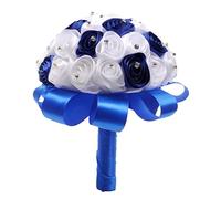 Ramo de rosas románticas para novia, color azul rey