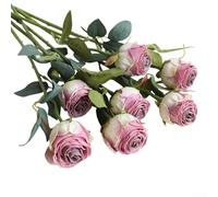 Ramo de rosas secas de simulación para decoración de mesa de sala de estar, flor de seda (morado)