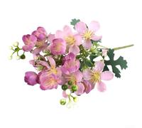 Ramo de seda para flores de cerezo con 5 ramas para decoración de boda, balcón, mesita de noche, estilo y trabajo de identidad visual de marca (púrpura-rojo)