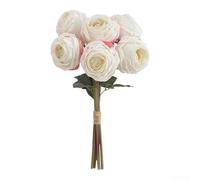 Ramo de simulación de decoración con seis cabezas de flores para bodas y uso doméstico, para crear un ambiente acogedor y atractivo en interiores (blanco)