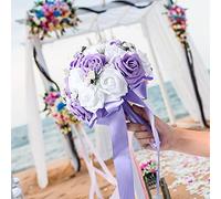 Ramo De Simulación Romántica Nupcial Flores Delicadas De Boda para Eventos De Boda Elegantes - Púrpura 10.2 "x 8.3" (Purple)