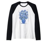 Ramo de Tulipanes con Texto japonés Arte Inspirador Camiseta Manga Raglan