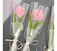 Ramo de tulipanes de ganchillo decorativo para interiores, hecho a mano, arreglo floral para mejorar el espacio de vida contemporáneo o rústico (rosa 1)