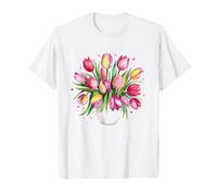 Ramo de tulipanes de primavera en acuarela linda flor divertida Camiseta