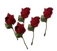 Ramo de tulipanes de tela suave, 5 piezas de material para bricolaje, parche para ropa, horquilla, tela de flores, accesorios hechos a mano para tejer pinzas para el pelo (rojo)