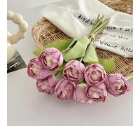 Ramo de tulipanes falsos, flores artificiales de tacto real, tulipán sintético para bodas, fiestas, oficina en casa (morado)