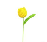 Ramo de tulipanes tejido a mano, 1 paquete de flores artificiales, decoración de hilo de ganchillo, diseño de bajo mantenimiento, acento vibrante para el hogar, sala de estar, dormitorio (amarillo)