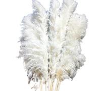 Ramo decorativo de flores secas, 120 cm decoración de hierba de pampa natural blanca alto beige grande pampa seca para bodas arreglos florales jardín decoración del hogar jarrón de hierba de la pampa