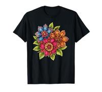 Ramo Floral Colorido con Hojas Brillantes Flores Primavera Camiseta