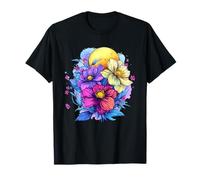 Ramo Floral Vibrante de Luna y Noche floreciente Camiseta