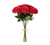 Ramo Realista de Diez Rosas Artificiales Flores Rojas Atemporales