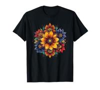 Ramo Redondo de Mandala Floral de Girasol Colorido Camiseta