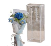 Ramo tradicional de ganchillo a mano que incluye formas de clavel y rosas para una integración de decoración suave y armoniosa (azul)