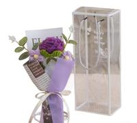 Ramo tradicional de ganchillo a mano que incluye formas de clavel y rosas para una integración de decoración suave y armoniosa (morado oscuro)