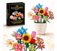 Ramo12 Flores de Bloques de Construcción Botanical | Kit Manualidades Adultos Bloques de Construcción Decoración | Compatible con Flores Lego Botanicals Flowers Bouquet | Regalos Madre, Mujer, Amigo