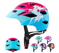 RaMokey Casco Bicicleta Niño con Lámpara y Visera, Casco Bici para niños y niñas de 5-14 años para MTB Patinete Ciclismo (50-56 cm)