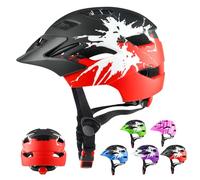 RaMokey Casco Bicicleta Niño con Lámpara y Visera, Casco Bici para niños y niñas de 5-14 años para MTB Patinete Ciclismo (50-56 cm)