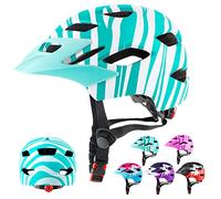 RaMokey Casco Bicicleta Niño con Lámpara y Visera, Casco Bici para niños y niñas de 5-14 años para MTB Patinete Ciclismo (50-56 cm)