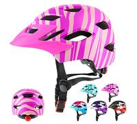 RaMokey Casco Bicicleta Niño con Lámpara y Visera, Casco Bici para niños y niñas de 5-14 años para MTB Patinete Ciclismo (50-56 cm)