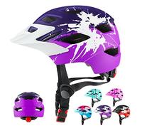 RaMokey Casco Bicicleta Niño con Lámpara y Visera, Casco Bici para niños y niñas de 5-14 años para MTB Patinete Ciclismo (50-56 cm)