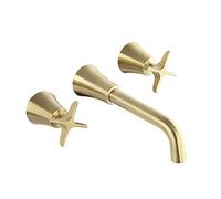 RAMON SOLER 912001OC ADAGIO Grifo Bimando Mural de Lavabo Empotrado Oro Cepillado