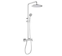 Ramon Soler - Columna de Ducha Monomando Cromada, Barra Telescópica Ajustable, Accesorios Incluidos, Ideal para Baño Moderno, Serie Blautherm