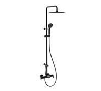 Ramon soler columna de baño-ducha con grifo monomando negro mate barra telescópica y accesorios redondos serie blautherm