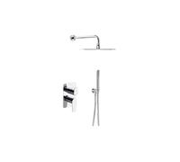 Ramon soler conjunto grifo de ducha monomando empotrado de 2 vías cromado con sistema s2 de ahorro de agua con accesorios redondos