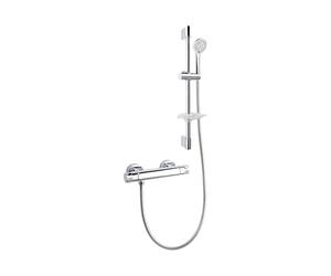 Ramon Soler - Conjunto Grifo Ducha Termostático Cromado con Sistema S2 de Ahorro de Agua con Accesorios Serie Termotech