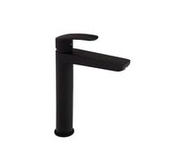 Ramon Soler - Grifo Monomando Alto para Lavabo, Ahorro de Agua S2, Acabado Negro Mate, Diseño Moderno, Serie New Fly