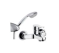 Ramon Soler - Grifo Monomando Baño-Ducha Cromado, Ahorro de Agua S2, Accesorios Incluidos, Serie Titanium, Diseño Moderno y Eficiente