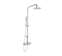 Ramon soler ramon soler columna de baño-ducha con grifo termostático cromado barra telescópica y accesorios redondos serie blautherm