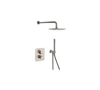 Ramon soler ramon soler conjunto grifo ducha termostático empotrado de 2 vías níquel cepillado con accesorios redondos serie alexia