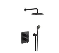 Ramon soler ramon soler conjunto grifo termostático empotrado de 2 vías negro mate con accesorios redondos serie blautherm