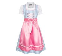 Ramona Lippert Traje tirolés infantil Mia azul de 3 piezas | Traje tirolés a cuadros con delantal de satén rosa y blusa | Moda tradicional para niñas, azul, 110-116