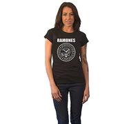 Ramones Camiseta de Seal Band Logo Nuevo Oficial para Mujer Skinny Fit Negro Talla XS, Negro